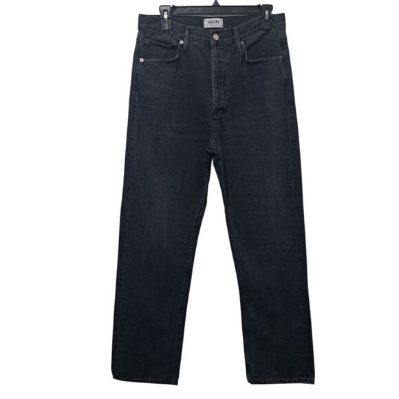 Agolde Button Fly Photogram 90's Straight Jeans Size 27 Washed Black - Picture 1 of 14